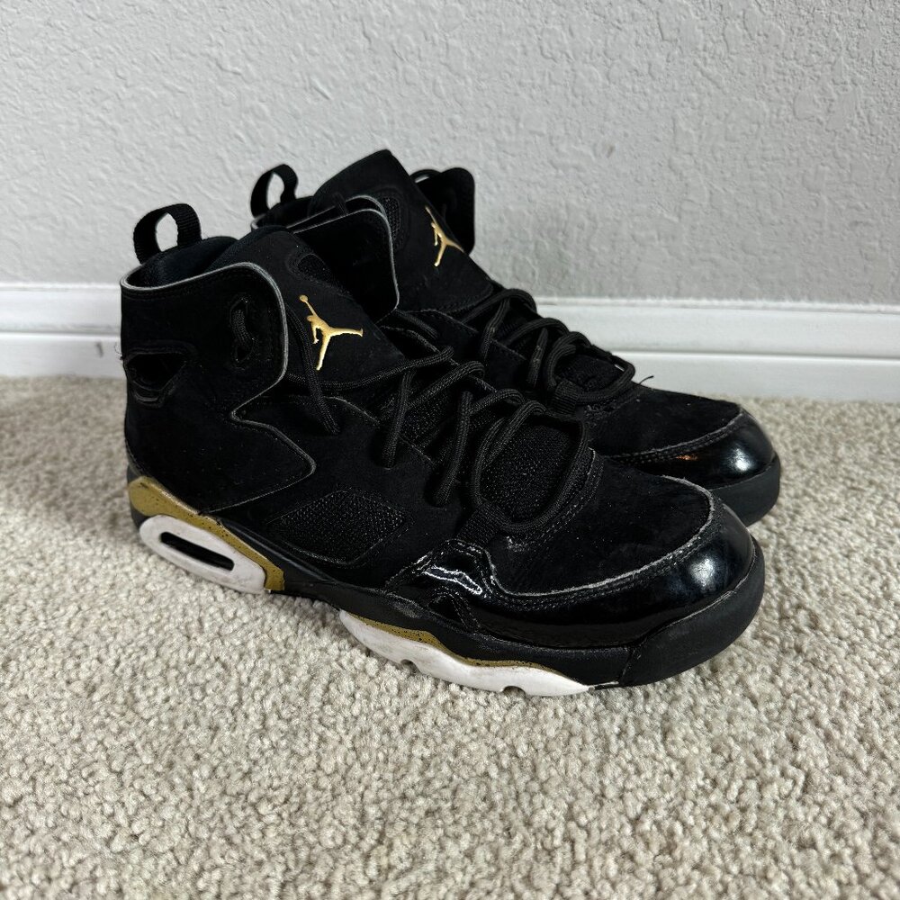 Nike Air Jordan Flight Club 91 Boys 6Y Black and Gold 555472-031
